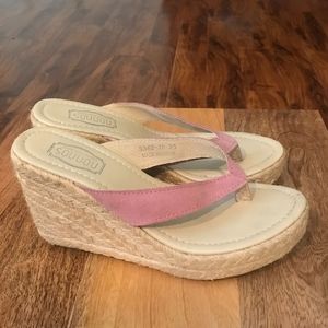 Pink Cork Wedge Flip-Flop Sandals